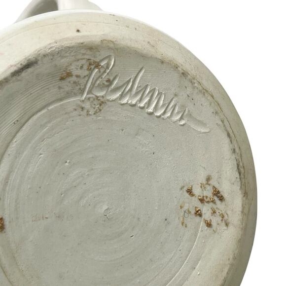 Handmade Pottery Vintage Pitcher Fish Design Signed Studio Art Ceramic 8" Tall - Picture 10 of 12